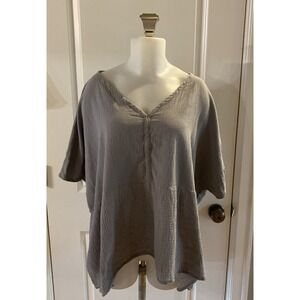 Oh My Gauze! Charcoal V-Neck 100% cotton Blouse